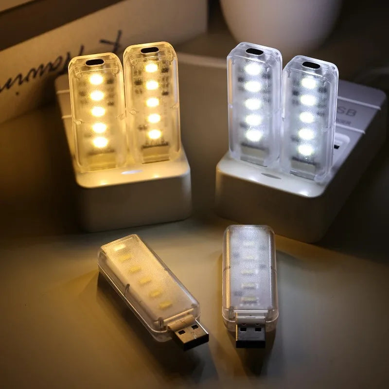 10/1PCS Touch Dimming Night Light Portable 10LEDs Book Light USB Plug in Lighting for Bedroom Study PC Laptop Mobile Power Bank Quake