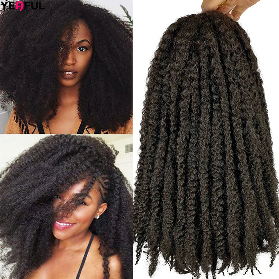 Yeaful 18 Inch Synthetic Marley Twist Braiding Hair Red Black Brown Ginger Bug Blonde #4 Pre Looped Marley Twists Crochet Hair Quake 4 Color 18inches 3Pcs/Lot