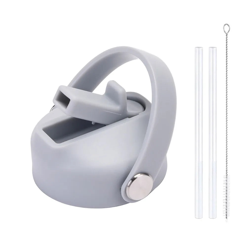 PP Plastic Cup Lid Splash Spill Proof With Big Handle Vacuum Bottle Replacement Lid Wide Mouth Bottle Cover Quake 12