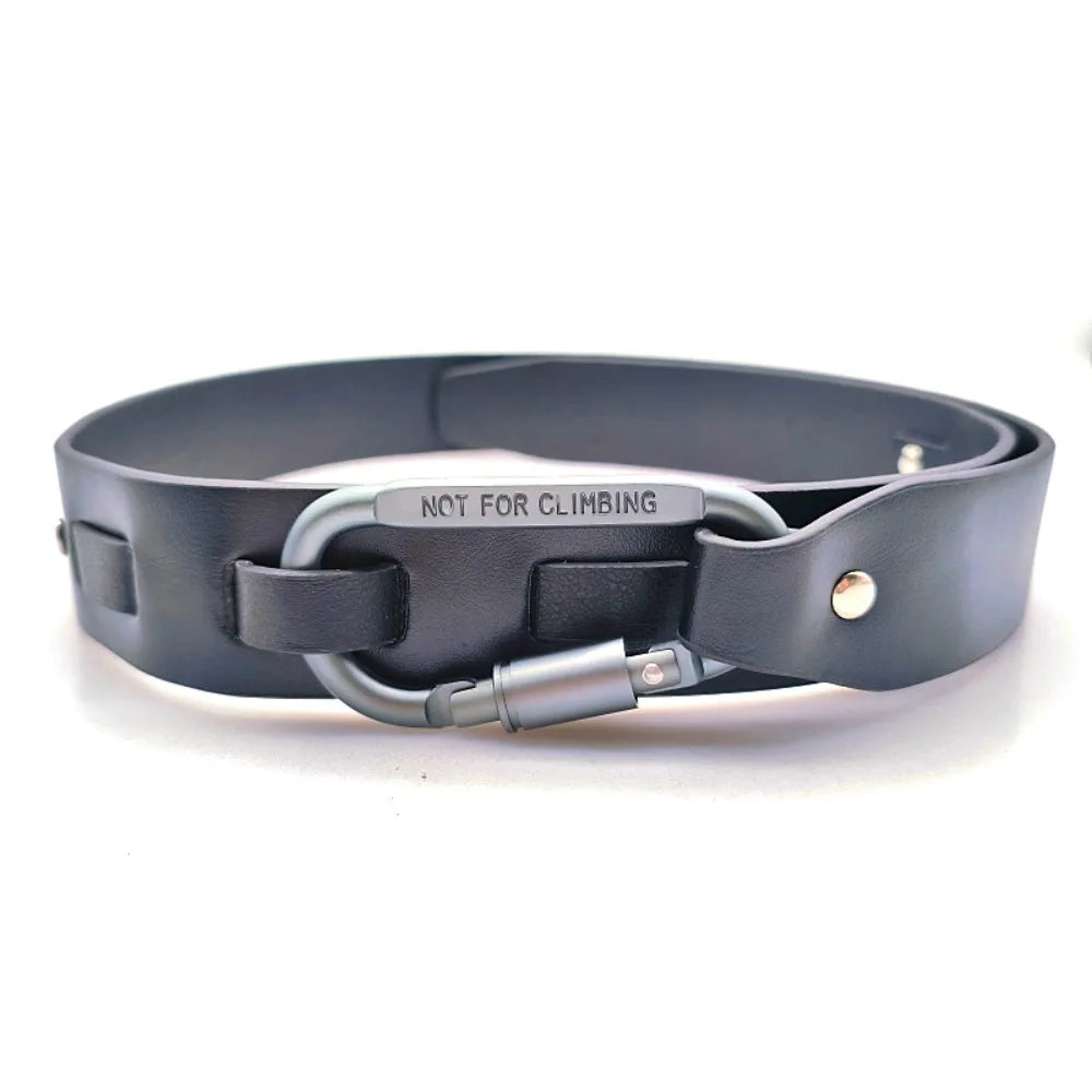 Fashion Pin Buckle Carabiner Buckle Belt Retro Luxury Design D Shape Letter Hook Belt Adjustable Casual Waist Belt For Women Men Quake Black