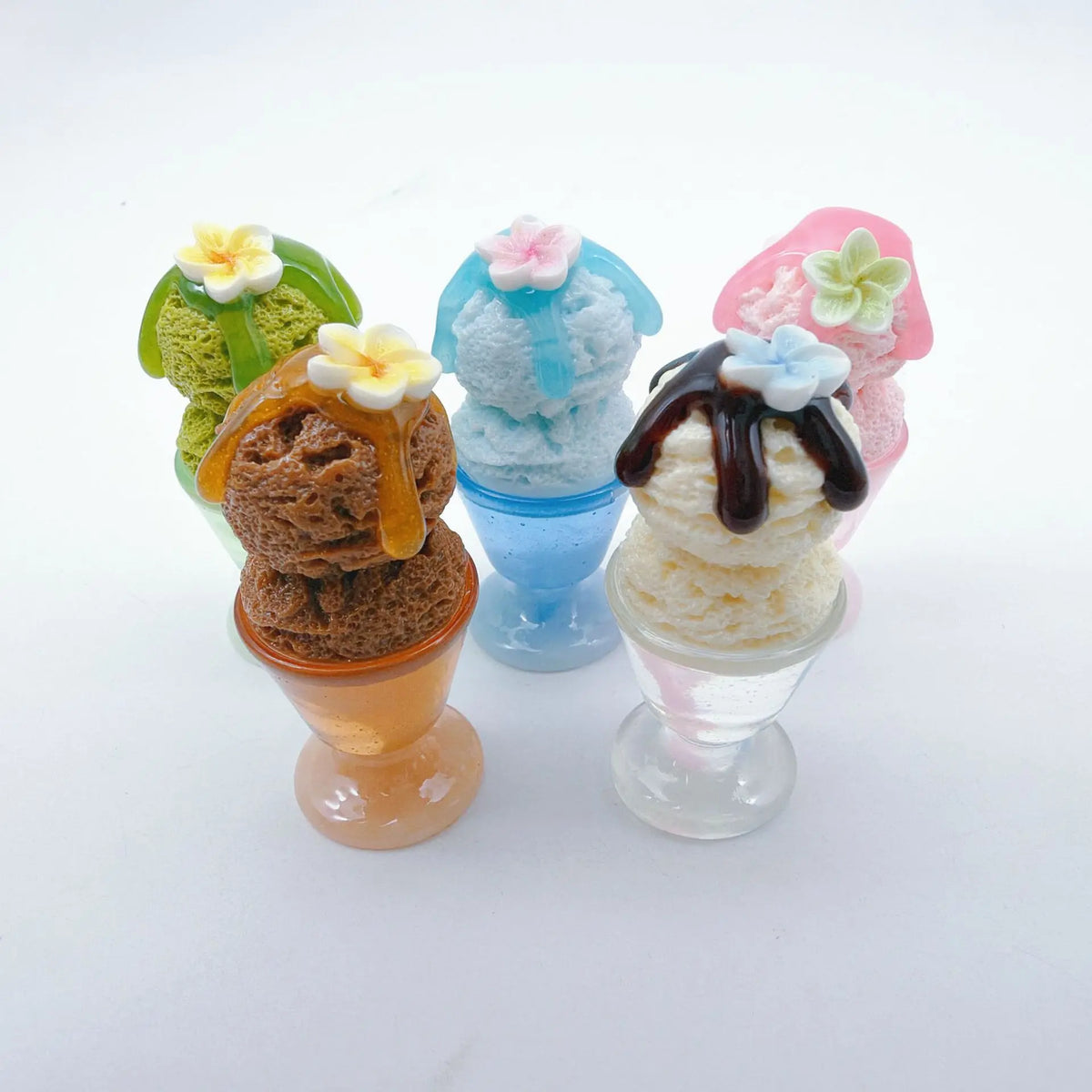 5pcs Sweet Flower Ice Cream Planet Cup Resin Simulated Food Play DIY Accessory Micro Landscape For Kitchen Ornament Decor Quake