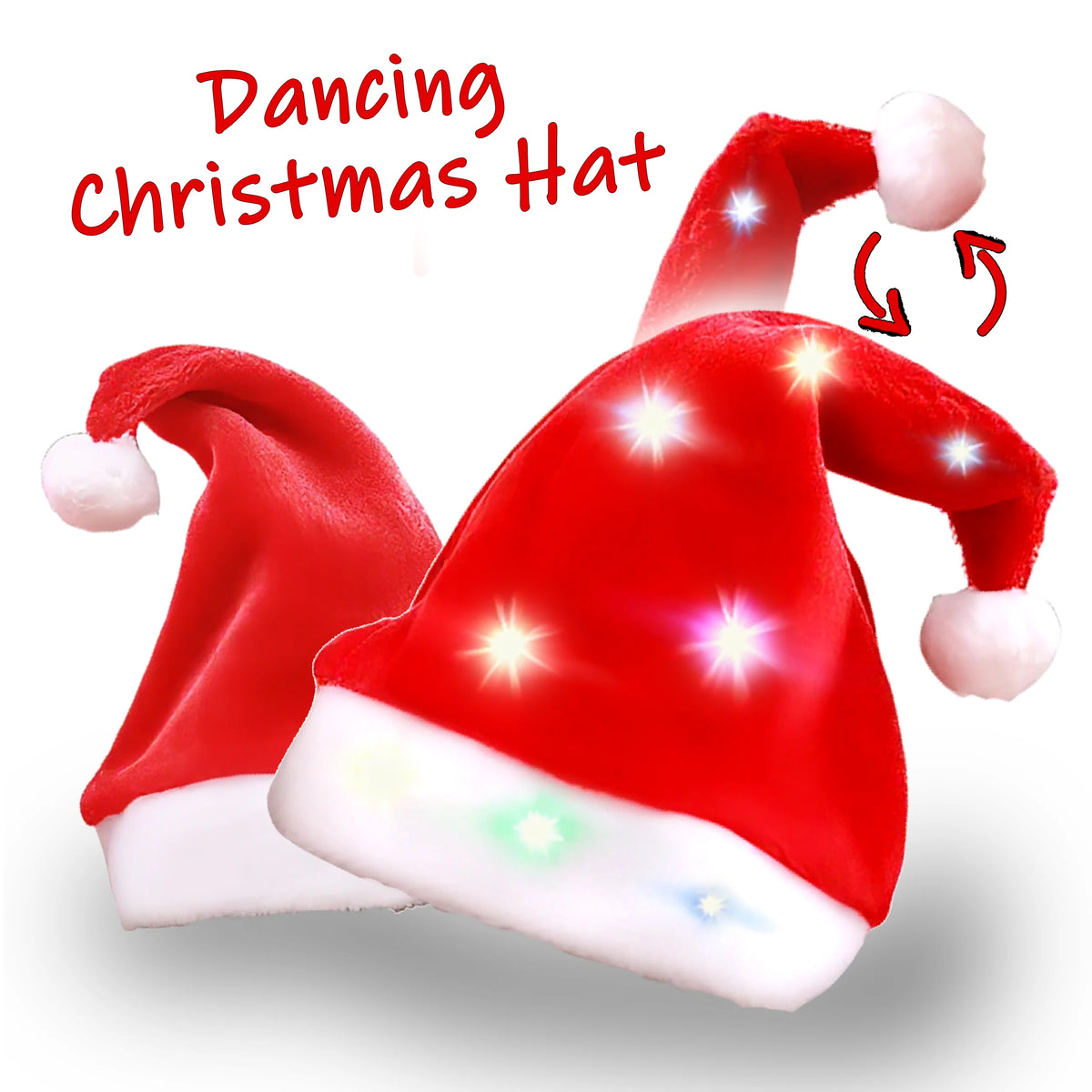 Merry Christmas adjustable LED Lights High-end Plush Children Adult Santa Hat Christmas Decorations Christmas Supplies LuminousS Quake