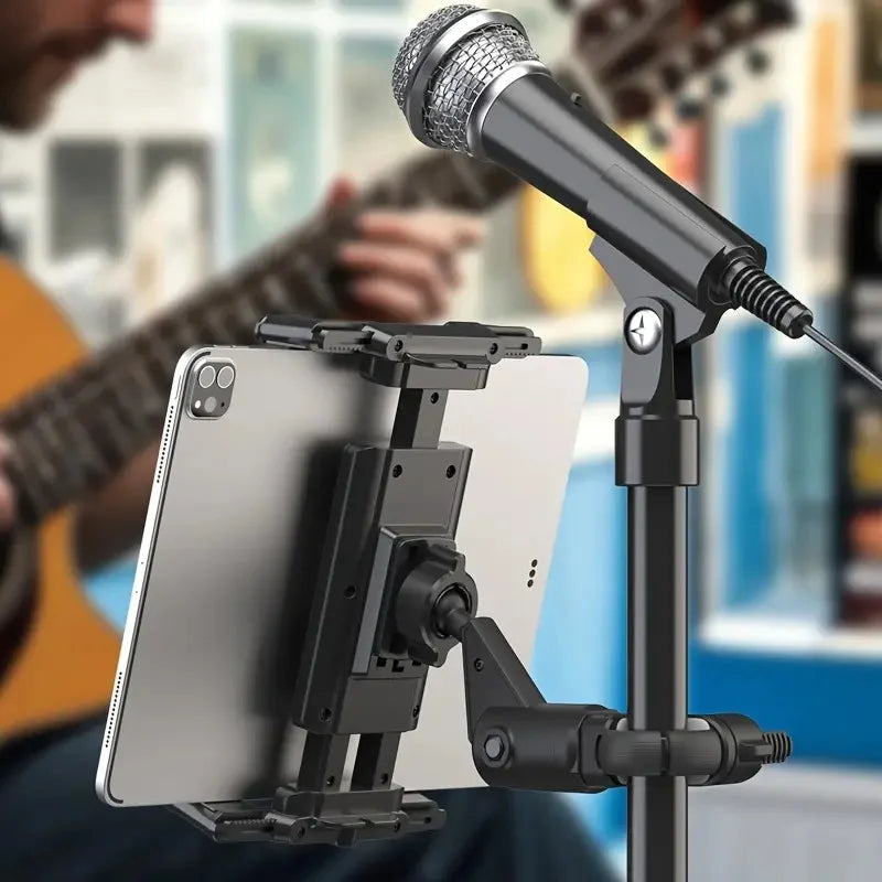 Tablet Holder for Microphone Stand,Mic Music Stand Tablet Holder for iPad,Smartphone Tablet Mic Stand Mount for Live Streaming Quake