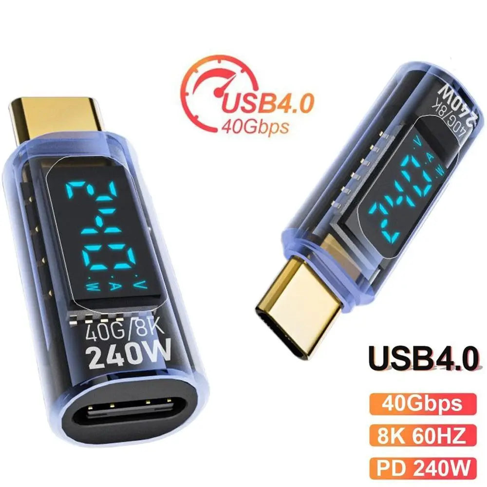 1 PCS Digital LED Display USB 4 Type-C Adapter 8K 60HZ 40Gbps OTG Converter PD 240W Data Transmission USB C Extension Quake