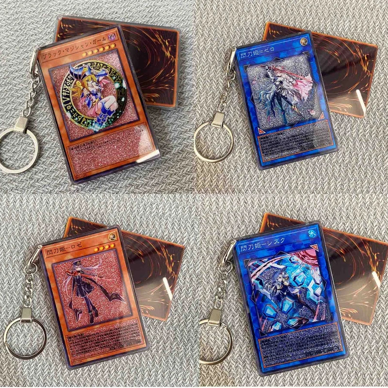 Hot Yu-Gi-Oh! Stardust Dragon Blue-Eyes White Dragon Mind Crush Sand Keychain Glitter Flow Motion Card Holder Collectible Gift Quake