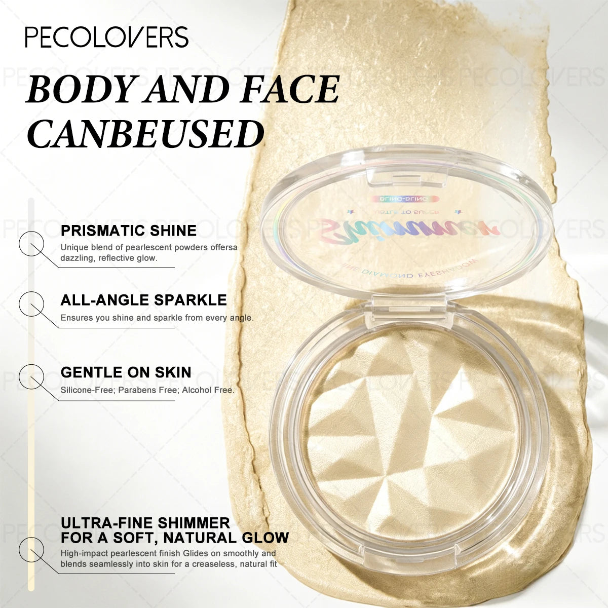 1PC Multi Functional High Disc, Champagne and White Silver Colors, Brightens The Face and Eyes, Waterproof and Sweat Proof Quake