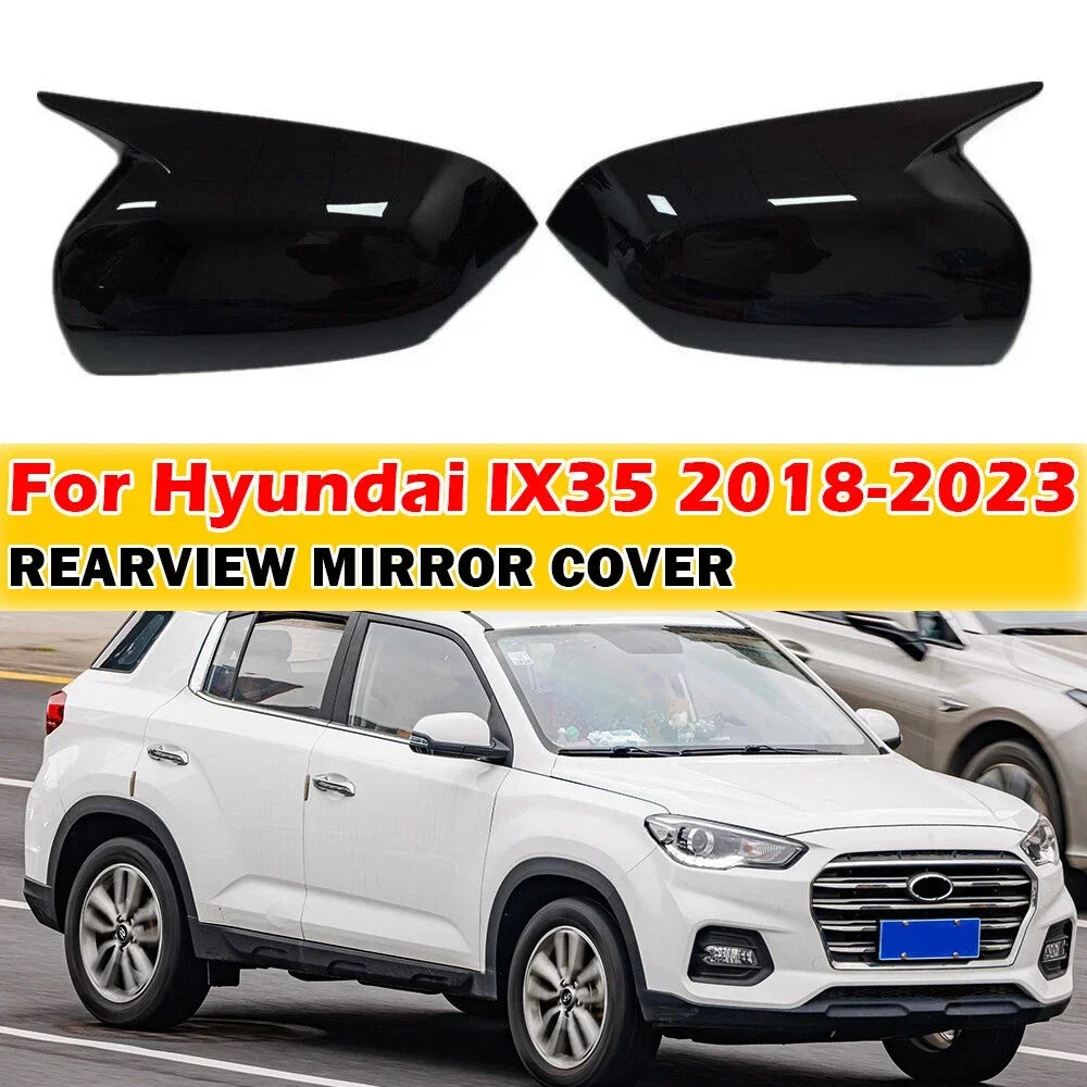 For Hyundai IX35 2018-2023 Car Sticker Rearview Side Mirror Cover Wing Cap Exterior Door Rear View Case Trim Carbon Fiber Look Quake