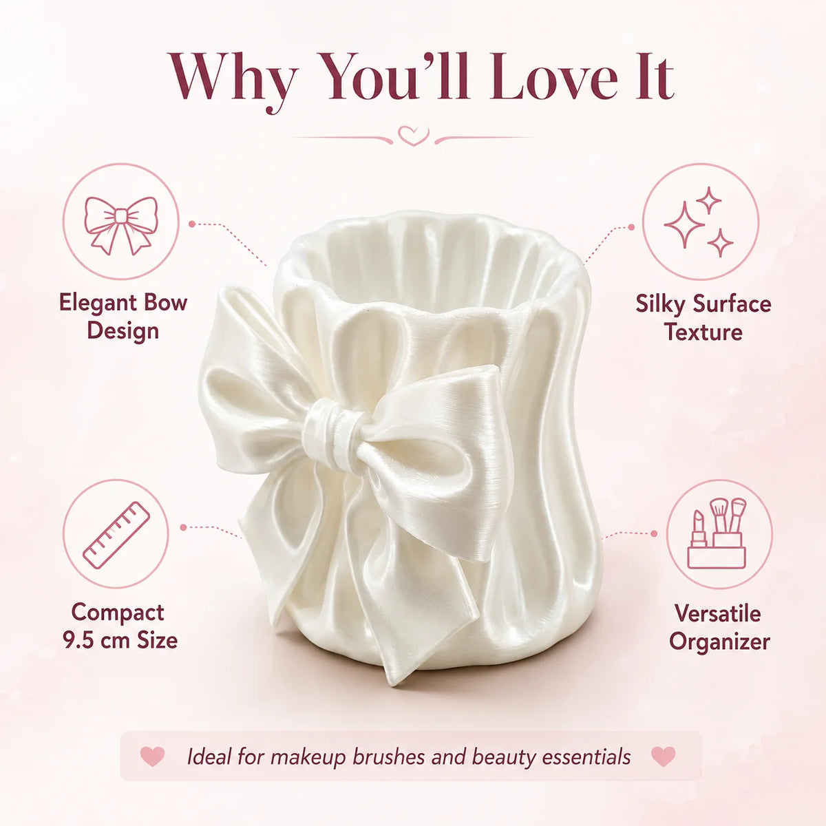 3D-Printed Makeup Brush Organizer, Suitable for Desktop Storage of Cosmetics, Eyebrow Pencils, and Lipsticks. Quake