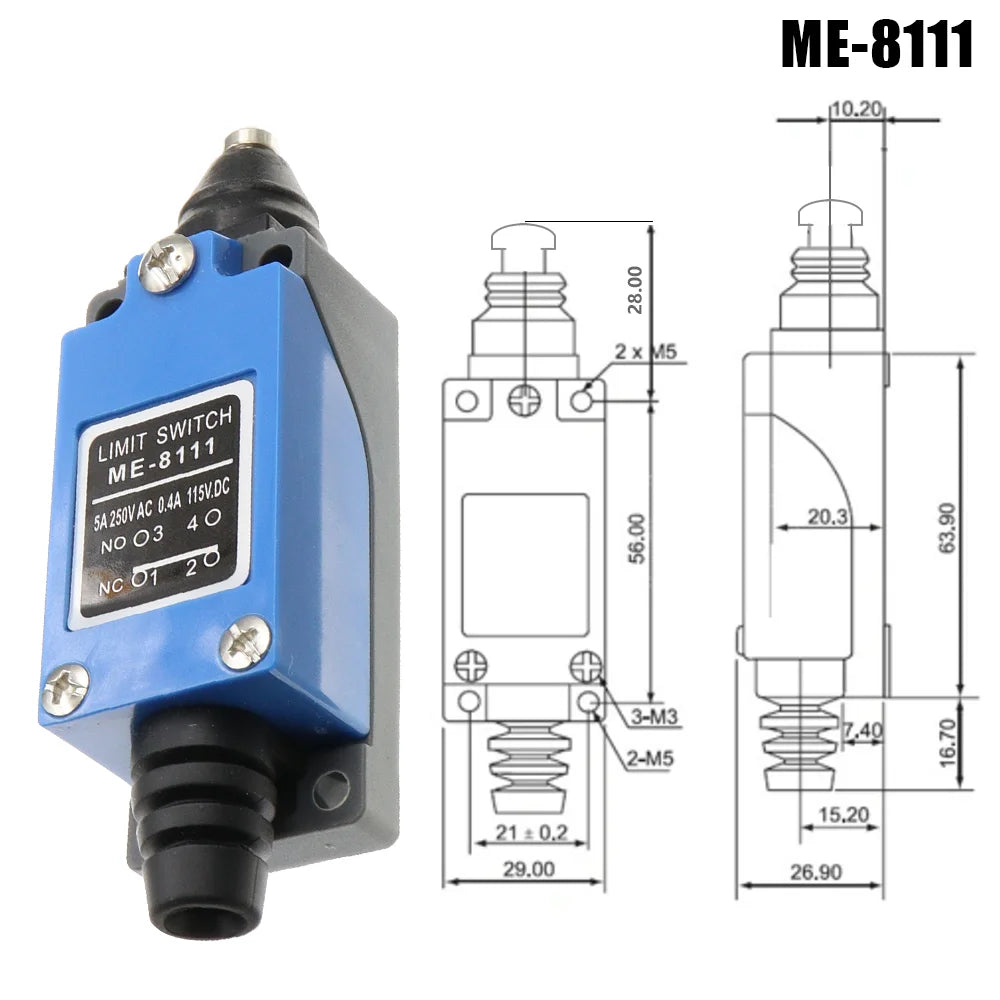 ME-8104 ME-8107 ME-8108 ME-8111 ME-8112 ME-8166 -8169 Limit Switch Rotary Adjustable Roller Lever Arm Travel Switch AC250V NO NC Quake ME-8111
