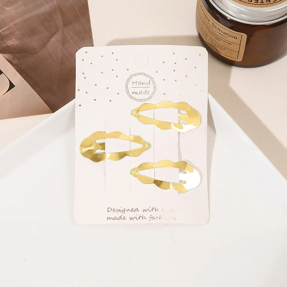 3pcs/bag Silver Gold Star Y2K Metal Metal Edge Clip Women Girls Hair Clips Snap Clip Barrettes Hair Jewelry Bobby Pins Headdress Quake gold clouds