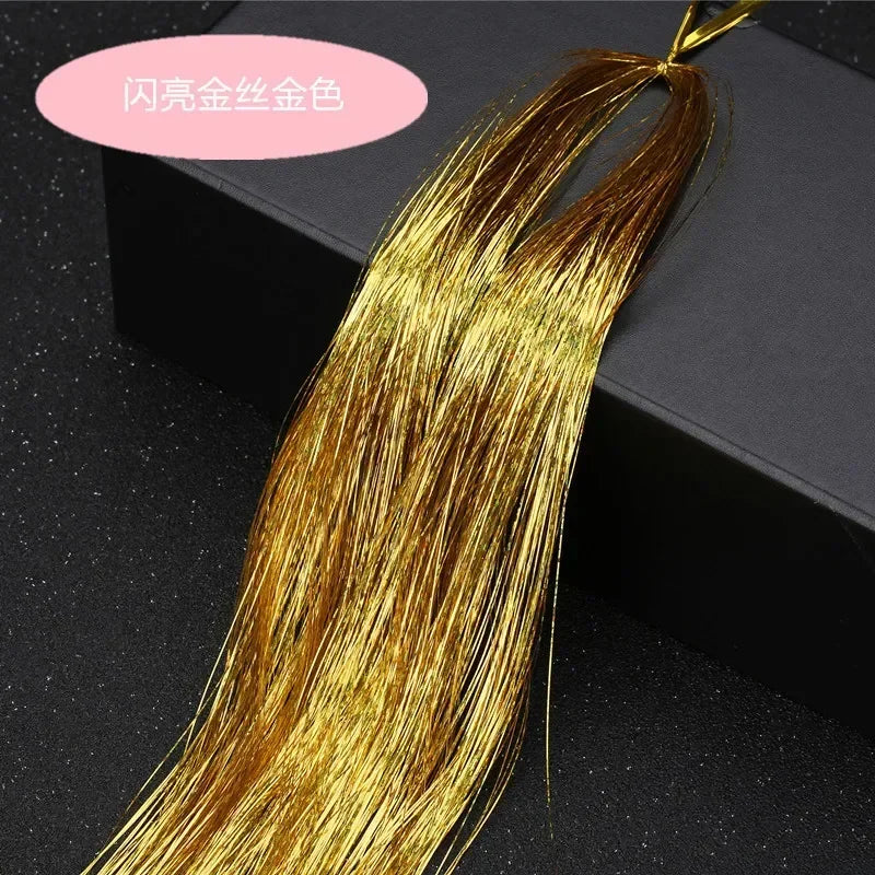 93cm/100cm Holographic Hair Extensions Accessories Glitter Hair Tinsel Sparkle Shiny 120 Strands Bling Twinkle Hair Extensions Quake No 10 93 cm