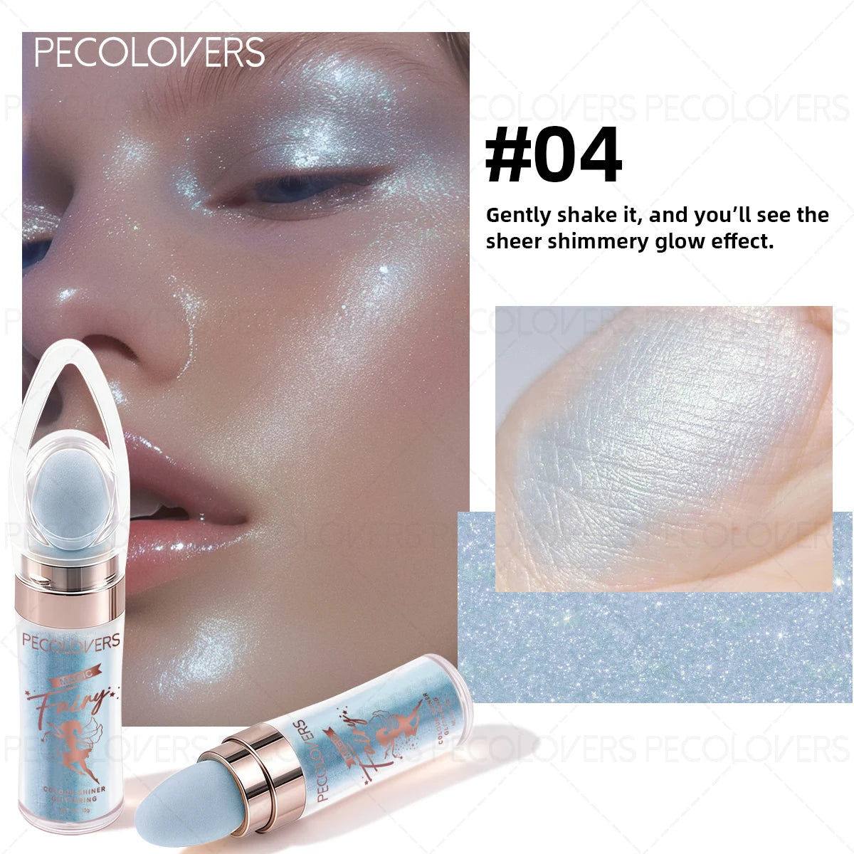 Magic Shine Highlight Pat Powder, Face & Full Body Highlight Brightening Natural Three-dimensional Contouring Blush Quake 04