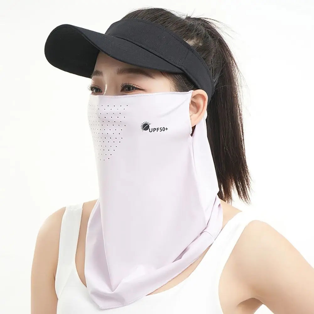 High-quality UV Protection Sunscreen Face Veil Breathable Sunshade Ice Silk Face Mask Ear Hanging Summer Face Cover Quake Purple