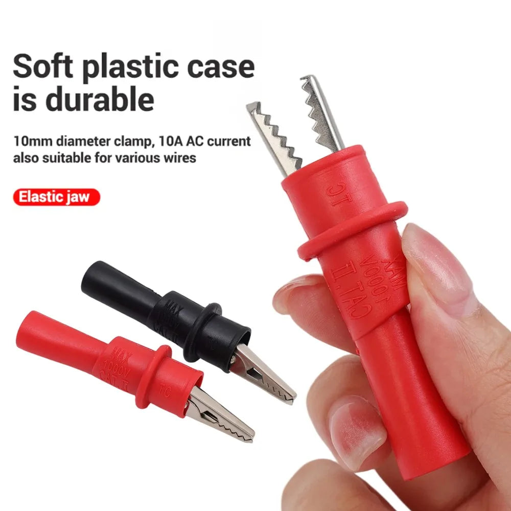 20/2PCS Universal Crocodile Test Clip Red Black Multimeters Test Meter Clip Cable Lead Connector Repair Tester Tool Accessories Quake