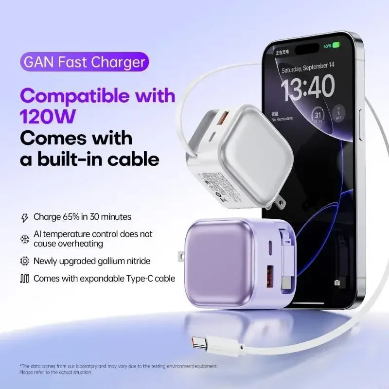 35W Double USB Charges Technology Build In Retractable Cable Small Power Adapters for Phones Tablets Computers K1KF Quake