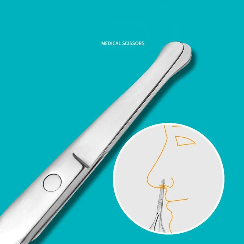 Round Tip For Nail Trimmer Cutter Straight Nose Hair Scissors EyebrowBeard Manicure Makeup Stainless Steel Tools Quake