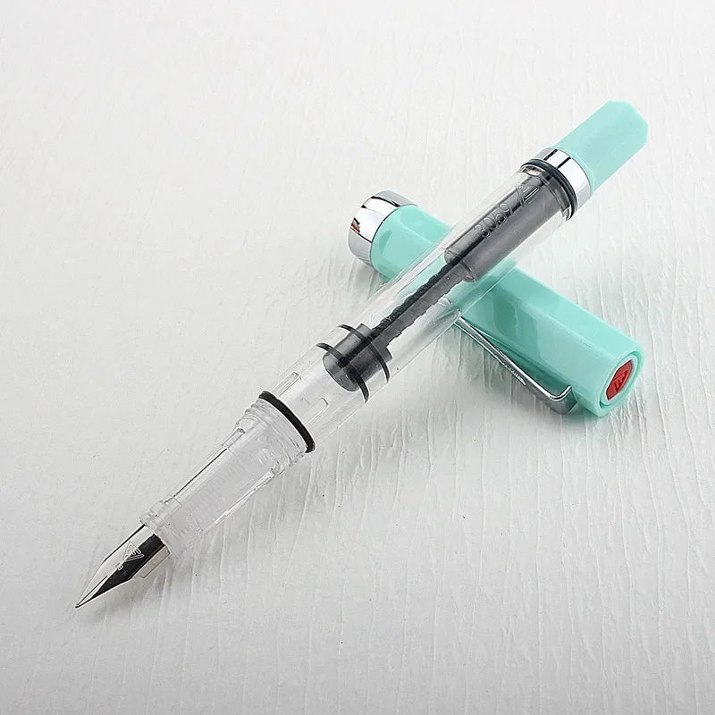 High Quality 3059 Piston Fountain Pen Resin Transparent Ink Pen EF/F Nib 0.38/0.5mm Fountain Pen Business Gif Quake