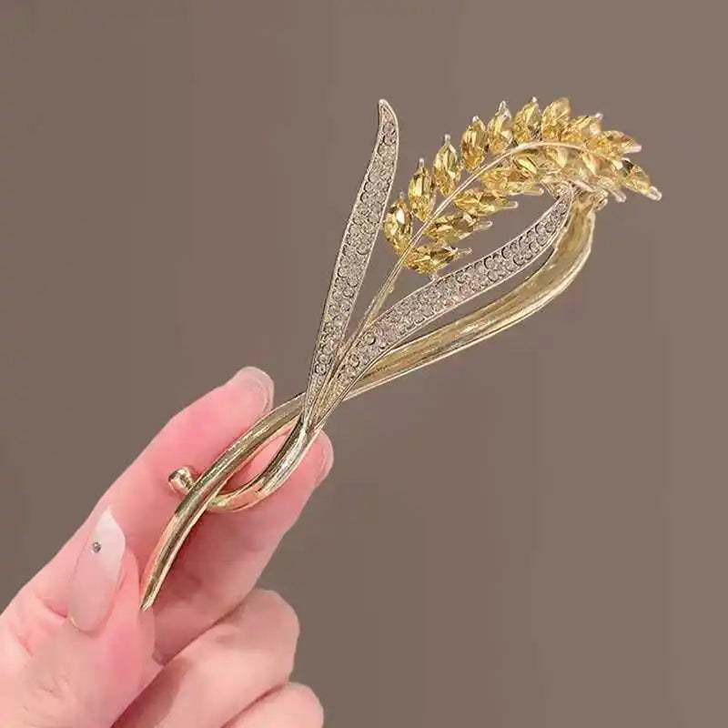 Rhinestone Wheat Tassel Twist Hair Clip Women Girls Flower Hairgrip Metal Headwear Barrettes Banana Clip Accessories Jewelry New Quake 1pc