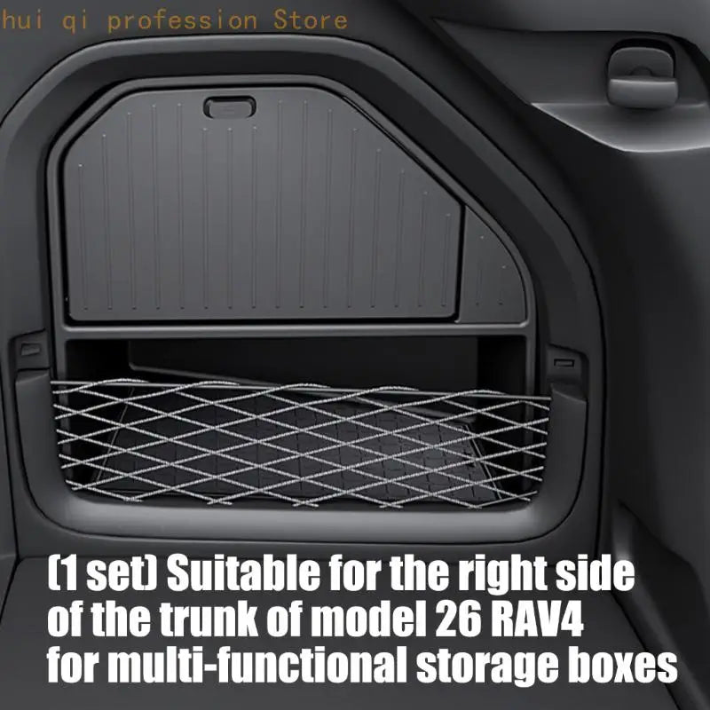 Covered Upper Compartment Trunk Storage Box for Right Side Cargo Area, ABS Insert with Open Lower Tray, Textured Panel and H8WE Quake