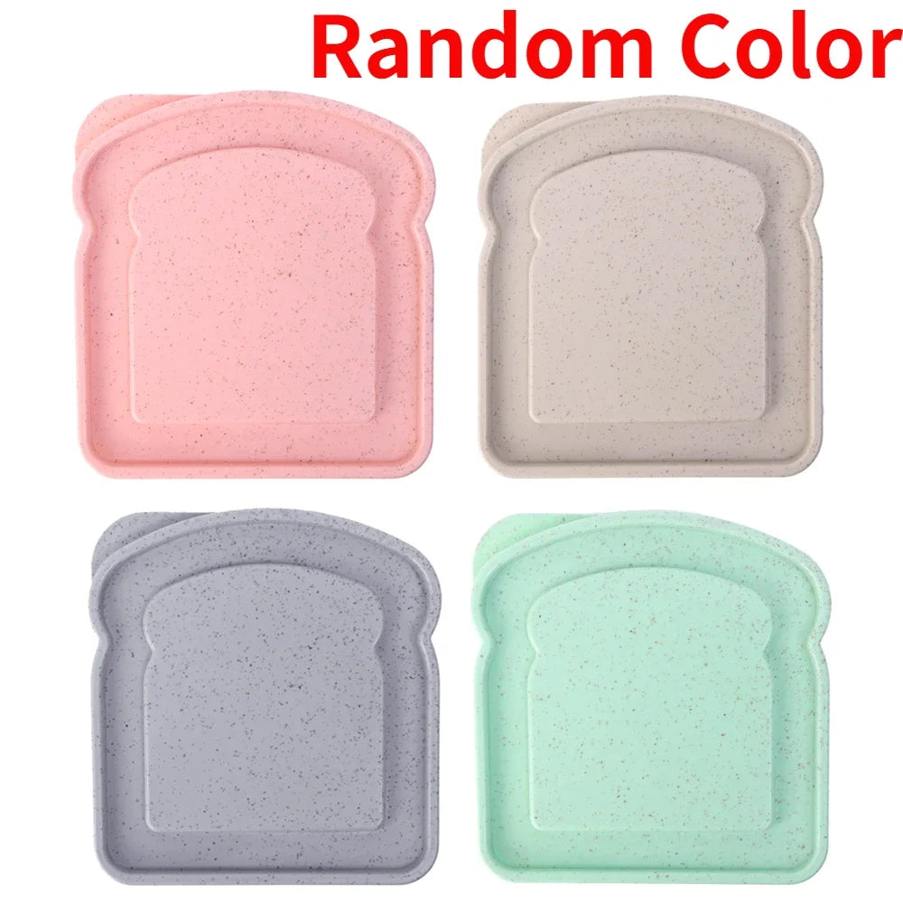 Sandwich Food Storage Case Portable Container Salad Fruits Snack Storage Box with Lid Reusable Microwave Lunch Box Sandwich Case Quake Random Color 4PCS