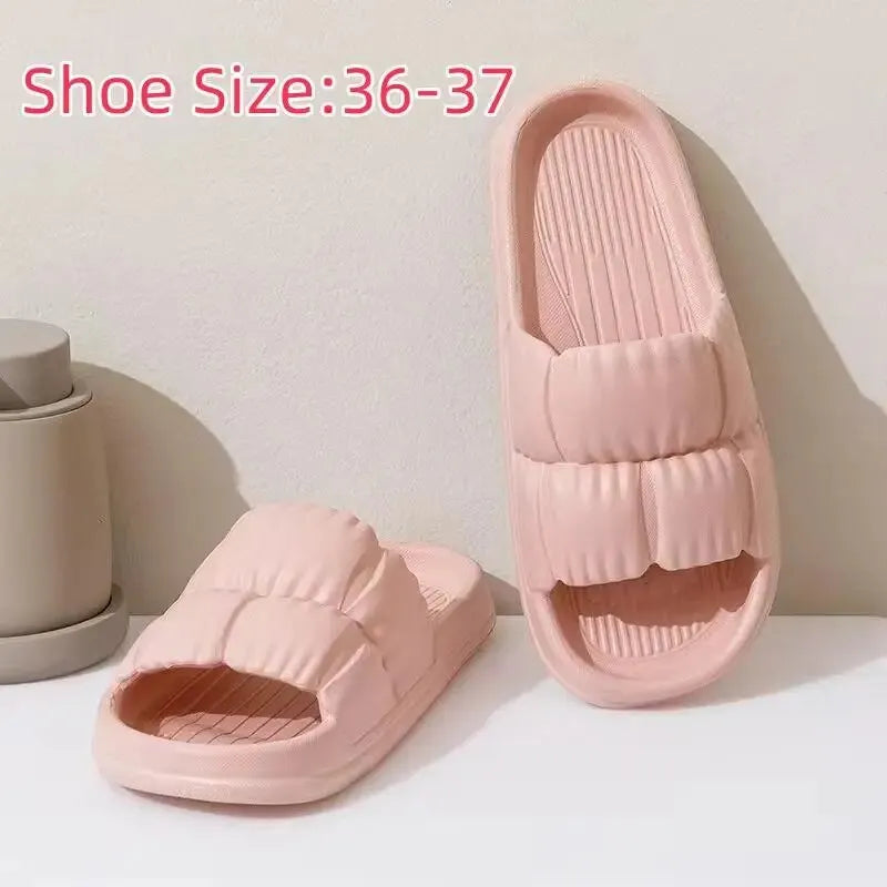 Soft EVA Slippers, Non-Slip Home & Bath Sandals, Comfortable Lightweight Summer Shoes, Cute Unisex Footwear, Durable & Cozy Quake pink 36-37