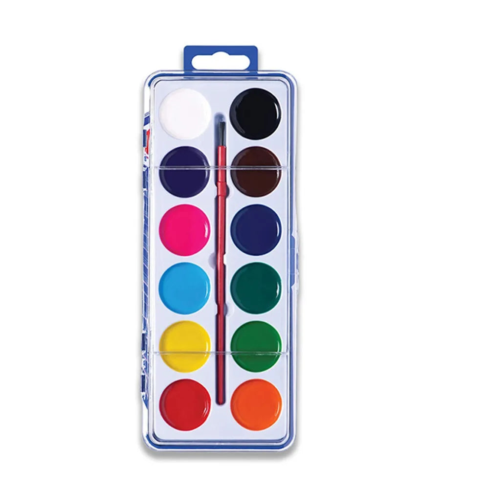 Washable Watercolor Paint Set With Water Brush Pen 8/12/16 Colors Watercolor Paint Palette Portable Water Color Paints Quake 12 Colors