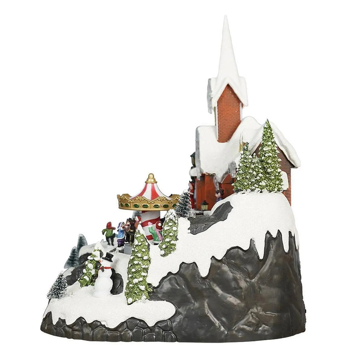 Christmas Village House Figurine Rotatable Skaters Table Centerpiece Sculpture for Shelf Fireplace Xmas Decor Bedroom Indoor Quake Default Title