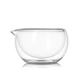 Double Wall Glass Matcha Bowl Transparent Fruits Salad Yogurt Mixing Bowl With Spout Kitchen Bowl For Egg Beating Baking Serving Quake 350ml