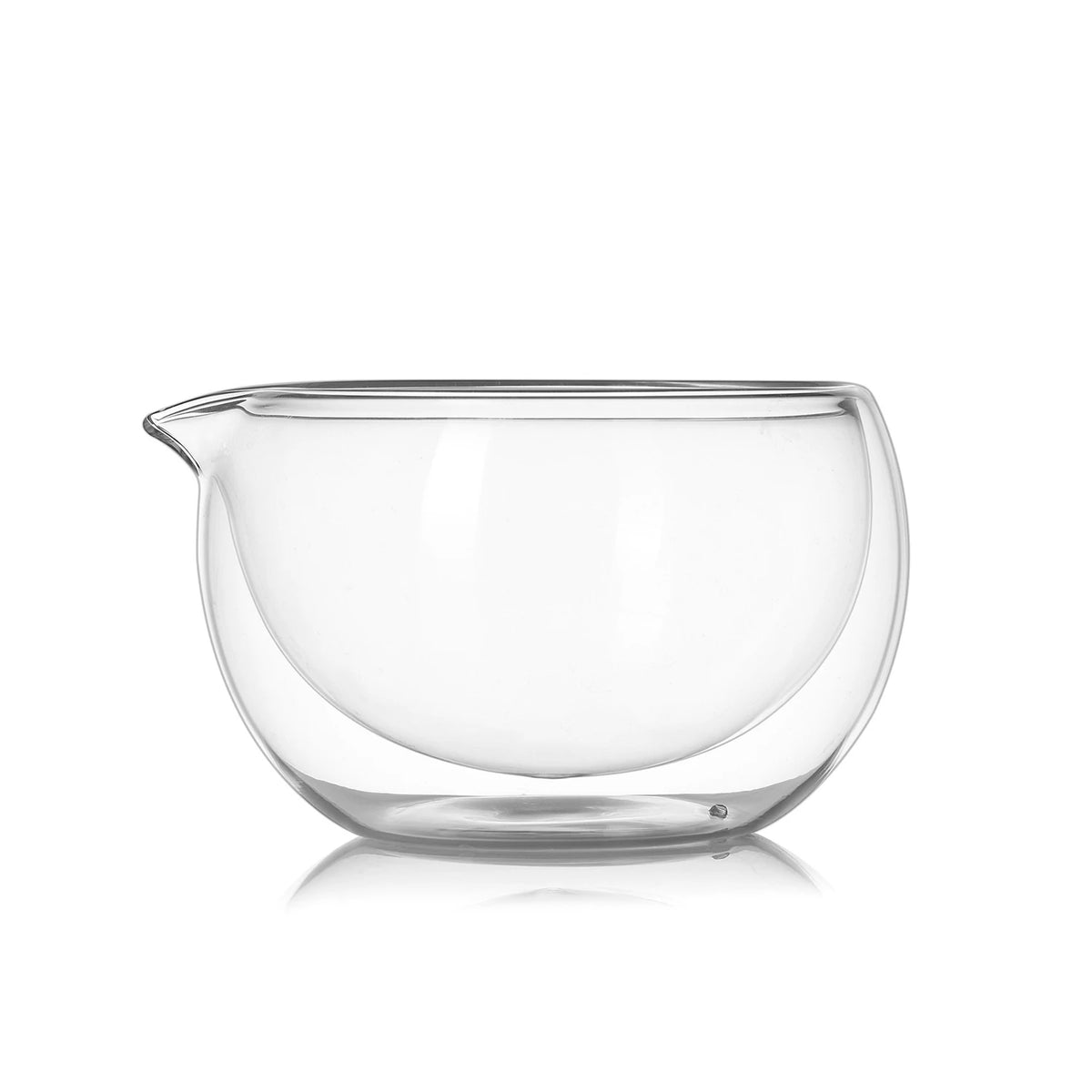 Double Wall Glass Matcha Bowl Transparent Fruits Salad Yogurt Mixing Bowl With Spout Kitchen Bowl For Egg Beating Baking Serving Quake 350ml
