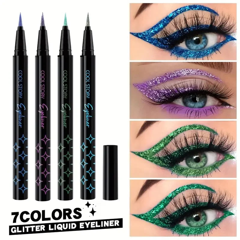 Glitter Pearlescent Eyeliner Pen,Metallic Silkworm Eyeshadow Pen,Eye Brightening,Quick-Drying,Long-lasting and Waterproof Makeup Quake