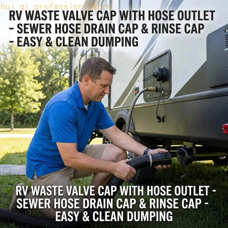 Trailer Sewer Cap With Built In Rinse Port for Dump Station Tasks H8WE Quake
