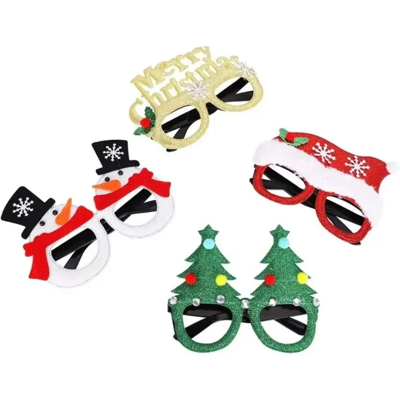 1PC Santa Bowknot Eyeglasses Frame Cute Decorative Glasses Dress Up Accessory Photo Prop for Kids Christmas Party Activities Quake