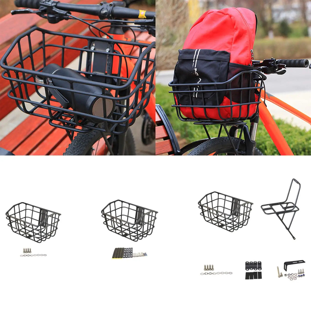 Bicycle Basket Front Aluminum Alloy Easily Install Large Capacity Sturdy Accessories Cargo Container for Riding Luggage Outdoor Quake