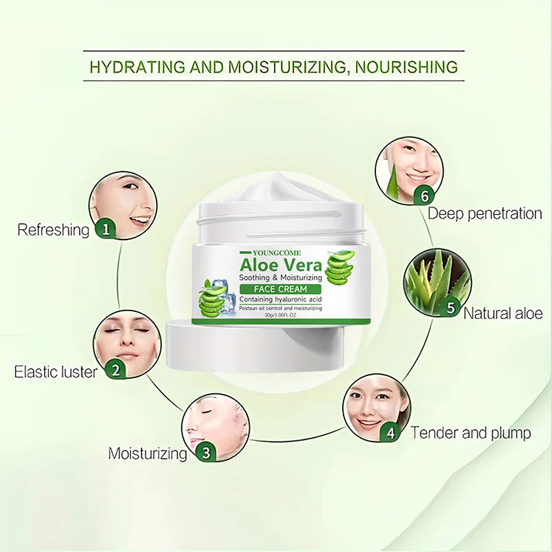 Aloe Vera Moisturizing face cream Facial Care essence Cream Repairs dry skin, protects skin,lubricates and tightens skin Quake