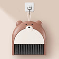 Small Broom Dustpan Set Cartoon Teddy Bear Household Desktop Garbage Shovel Small Dustpan Mini Foldable Quake brown