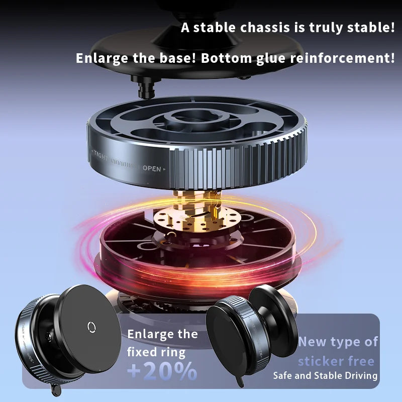 K009 Car Phone Holder Mechanical Vacuum Suction Cup Strong Magnetic Adsorption Bracket For Gym Kitchen Car Navigation Stand Quake