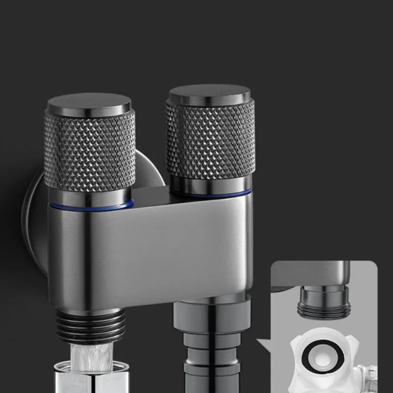 G1/2 1 In Two Out Double Control Washing Machine Faucet Toilet Triangle Valve Washing Machine Toilet Stop Valve Bathroom Parts Quake