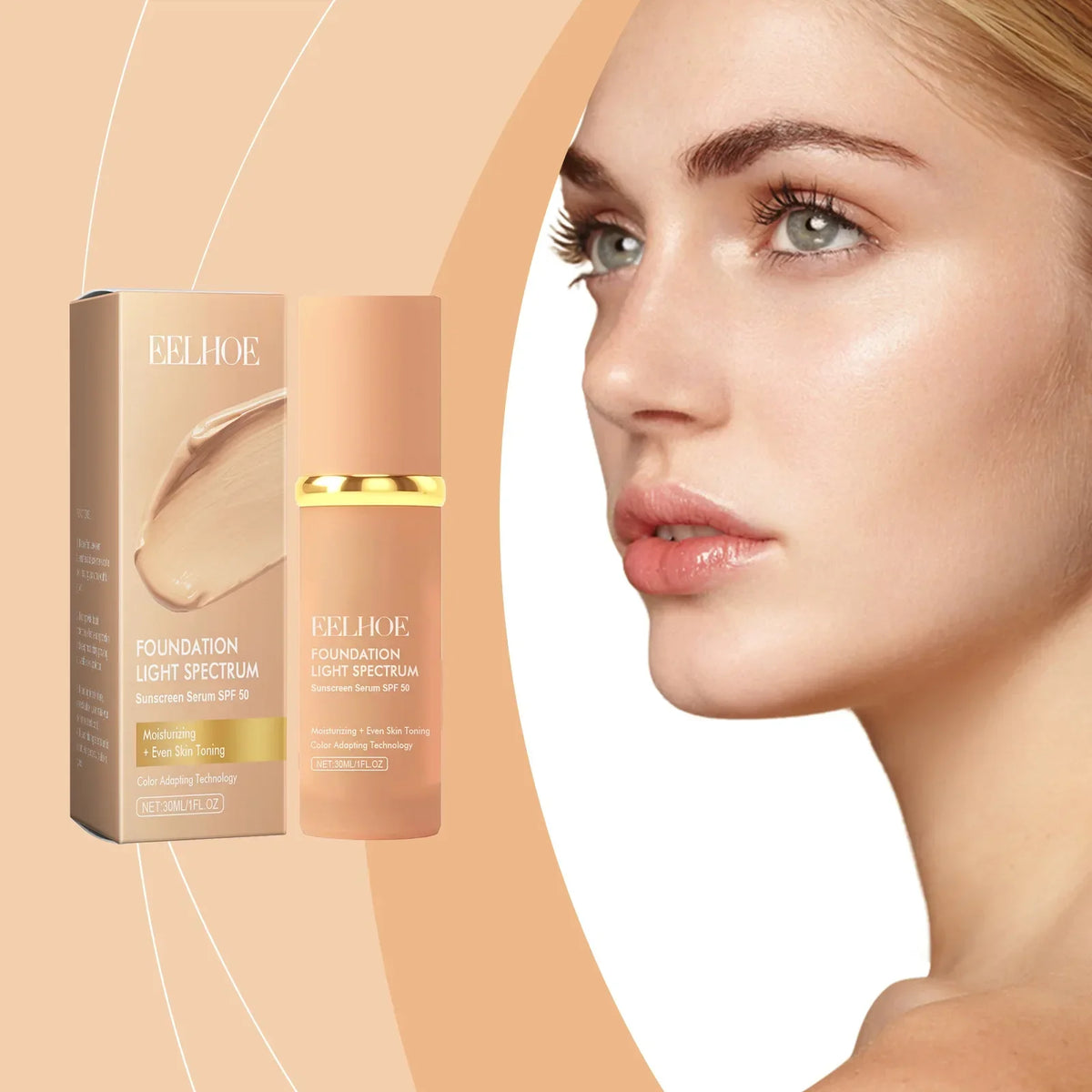 EELHOE Color-Changing Foundation & Concealer Hydrating Youth-Glow Natural Coverage Moisturizing Non-Cakey Skin-Like Finish Quake