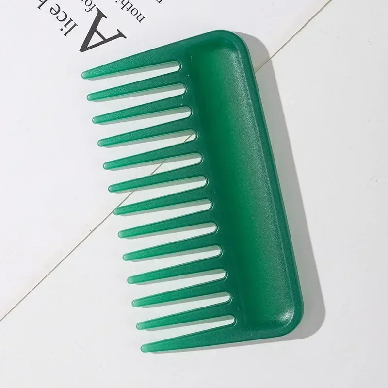 Plastic Wide Toothed Comb Detoxification Hair Brush Heat-resistant Massage Hair Comb Special for Real Hair Wigs Portable Quake green