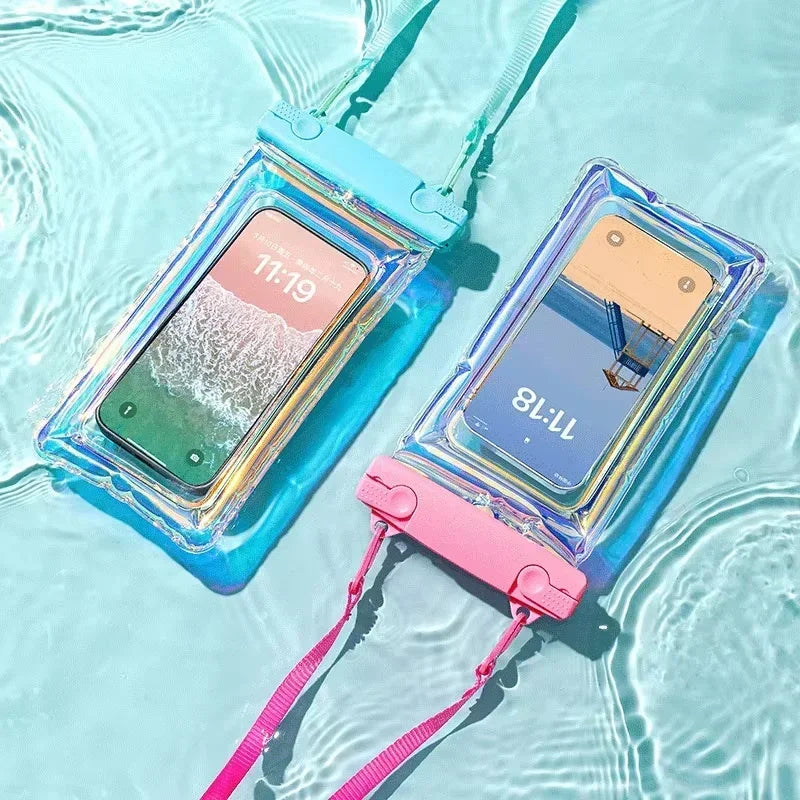 Waterproof Phone Pouch for Swimming - Touchable Clear Dry Bag with Lanyard & Airbag Anti-Sinking, Laser Sealed Universal Case Quake