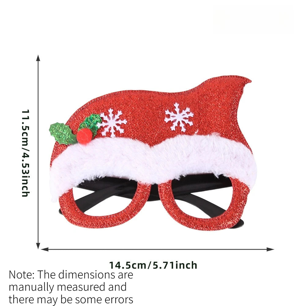 1PC Santa Bowknot Eyeglasses Frame Cute Decorative Glasses Dress Up Accessory Photo Prop for Kids Christmas Party Activities Quake Christmas hat