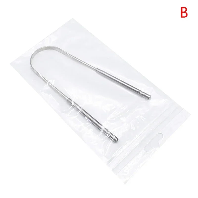 Oral Care Hygiene Health Care Tongue Scraper 2Pcs Stainless Steel Tongue Cleaner Oral Care Hygiene Scraper Dental Tool Quake M358 B