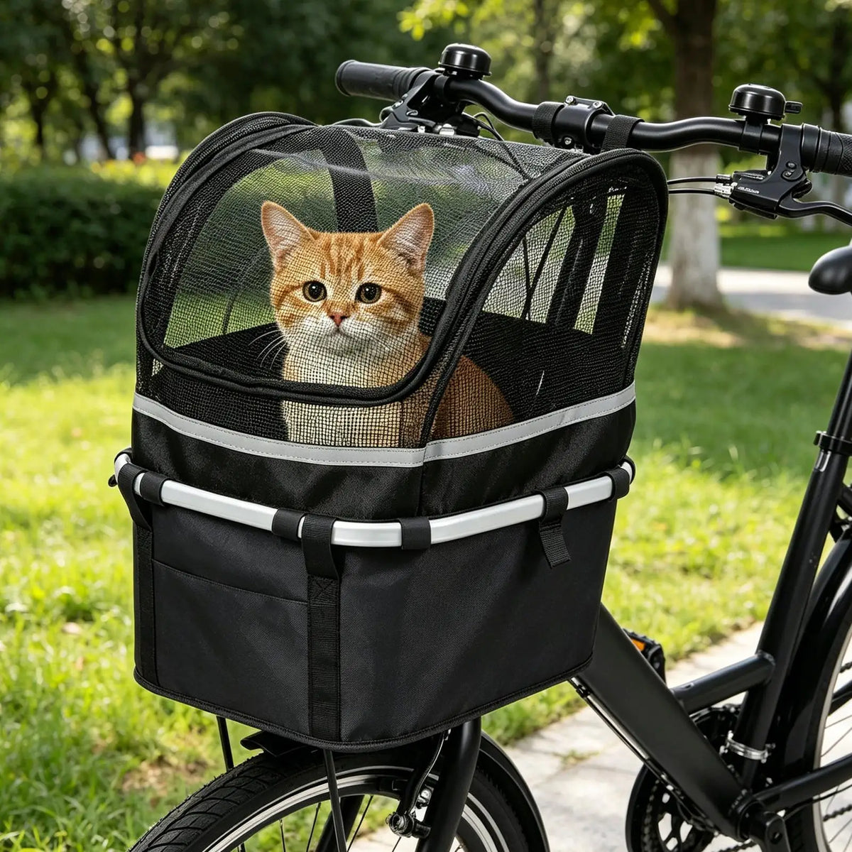 Dog Bike Basket Cat Bicycle Handlebar Carrier with Window Small Dog Bicycle Basket for Daily Leisure Commuting Outdoor Urban Quake