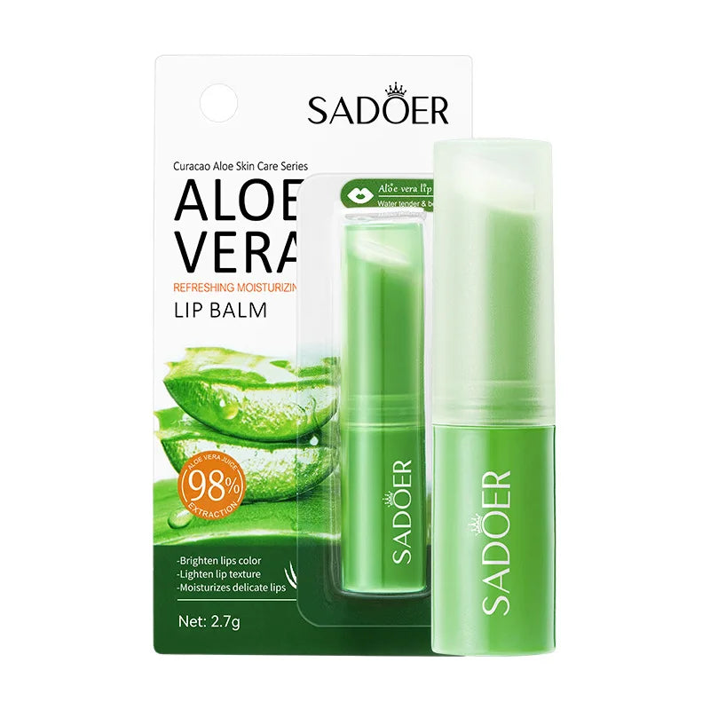 Aloe Vera Long Lasting Moistourizing Lip Balm Natural Moisture Lipstick Nutritious Temperature Sensitive Care Makeup for Lip Quake LW2131