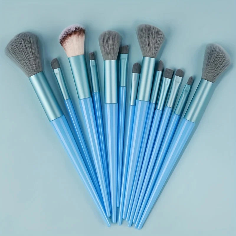 Makeup Brushes Set 13Pcs Premium Synthetic Brush Foundation Powder Blending Concealer Eyeshadow Blush Cosmetics Brushes Travel Quake BLUE