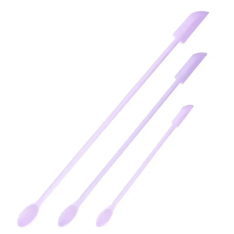 3pcs Silicone Double-head Scraper Cosmetic Face Cream Jam Deep Bottle Scraper Mini Spatula Set Women Professional Makeup Tools Quake light purple