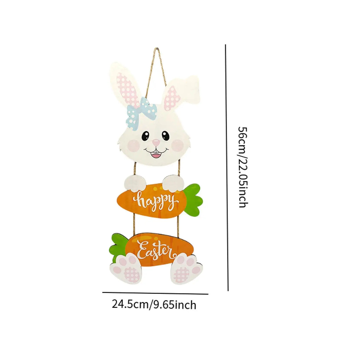 Happy Easter Hanging Sign, Easter Bunny Hanging Ornament, Wall Garden Adorable Carrot Door Sign, Window Wood Rabbit Decor Quake