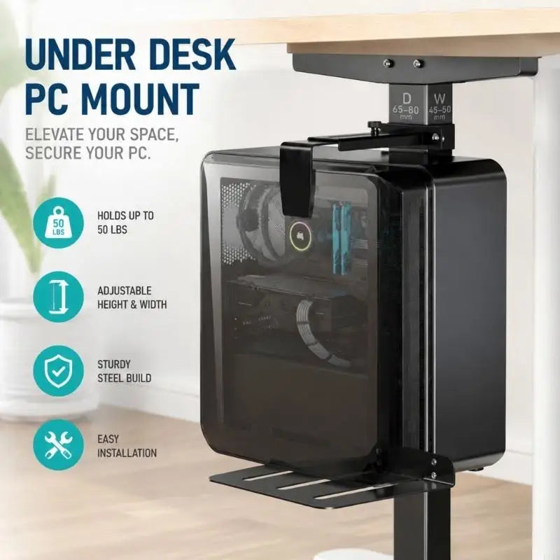 Tool complimentary Under Desk Tower Holder For Standard Units 6.89 11.22 Inches Wide And 21.65 Inches Tall K1KF Quake CN