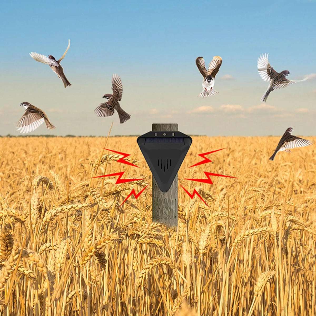 Solar Bird Repeller Outdoor Animal Deterrents Waterproof with 13 Sound Modes for Garden Yard Patio Farmhouse Courtyard Quake
