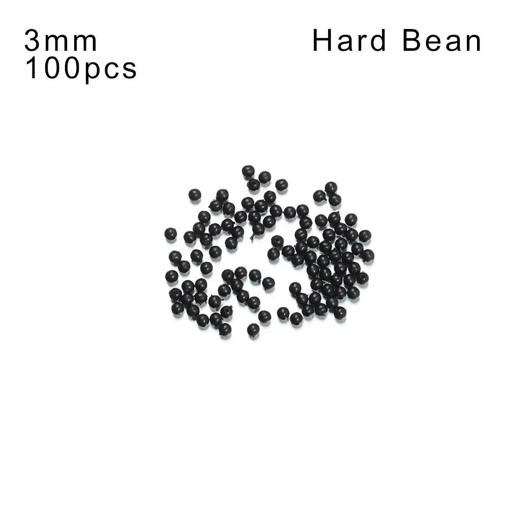High Quality Plastic Stoppers Night Black Fishing Floats Beads Round Soft and hard bean Quake Hard Bean-3mm